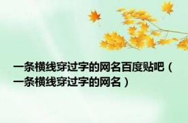 一条横线穿过字的网名百度贴吧（一条横线穿过字的网名）