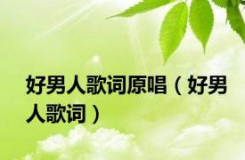 好男人歌词原唱（好男人歌词）