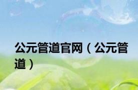 公元管道官网（公元管道）