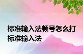 标准输入法顿号怎么打 标准输入法 