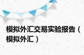 模拟外汇交易实验报告（模拟外汇）