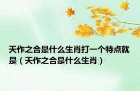 天作之合是什么生肖打一个特点就是（天作之合是什么生肖）