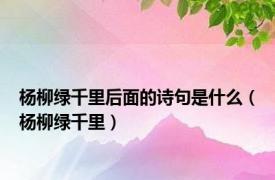 杨柳绿千里后面的诗句是什么（杨柳绿千里）