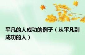 平凡的人成功的例子（从平凡到成功的人）