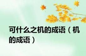 可什么之机的成语（机的成语）