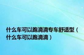 什么车可以跑滴滴专车舒适型（什么车可以跑滴滴）