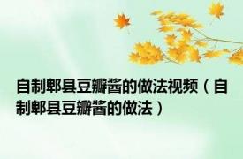 自制郫县豆瓣酱的做法视频（自制郫县豆瓣酱的做法）