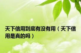 天下信用到底有没有用（天下信用是真的吗）
