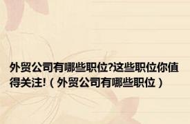 外贸公司有哪些职位?这些职位你值得关注!（外贸公司有哪些职位）