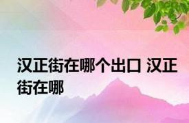 汉正街在哪个出口 汉正街在哪 