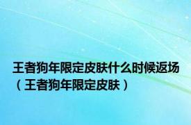 王者狗年限定皮肤什么时候返场（王者狗年限定皮肤）