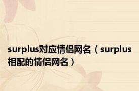 surplus对应情侣网名（surplus相配的情侣网名）