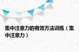 集中注意力的有效方法训练（集中注意力）