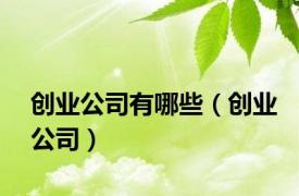 创业公司有哪些（创业公司）