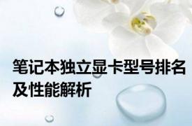 笔记本独立显卡型号排名及性能解析