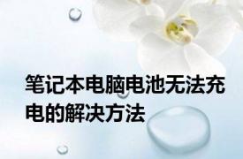 笔记本电脑电池无法充电的解决方法
